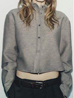 Cotton Linen cropped shirt